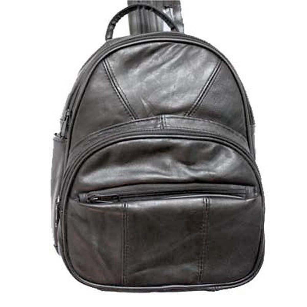 Silver Fever Genuine Leather Round Top Backpack Purse Organizer Bag