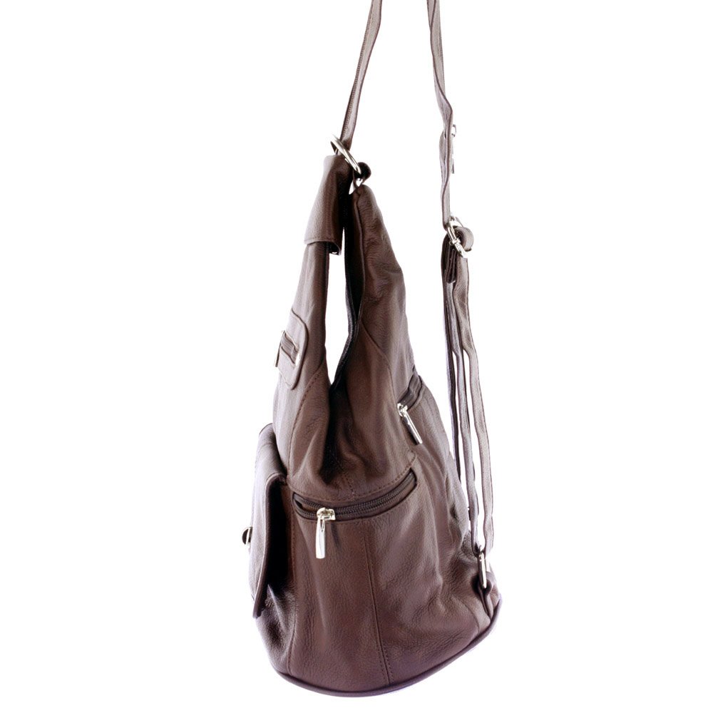 Women's Cowhide Leather Backpack Convertible Sling One Shoulder Large Bag Secure Entry |7 Pocket