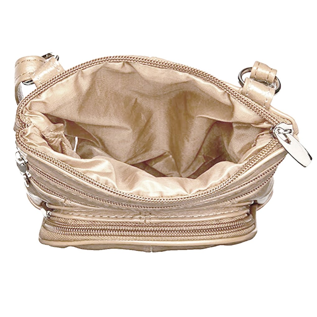 SILVERFEVER Women's Shoulder Crossbody Round RFID Pocket Small Genuine Leather Bag