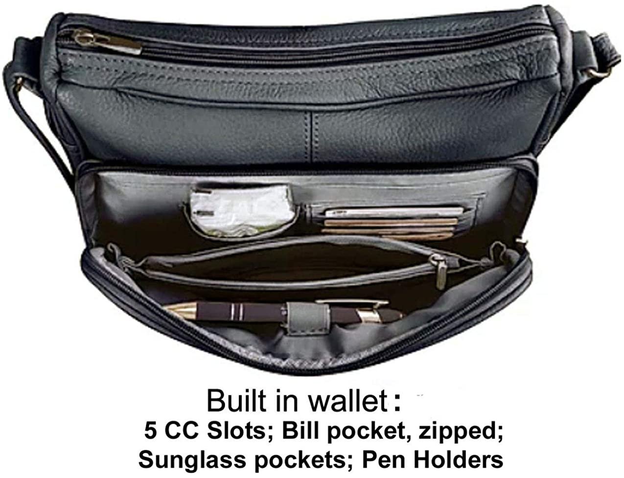 Women's Leather Hobo | Ladies Shoulder Bag | Organizer w Built-in Wallet NWT