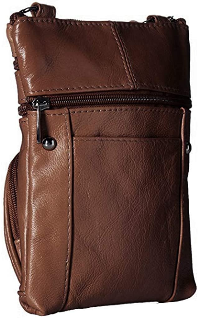 SILVERFEVER Genuine Leather Organizer Handbag Cross Body - Shoulder Travel Bag