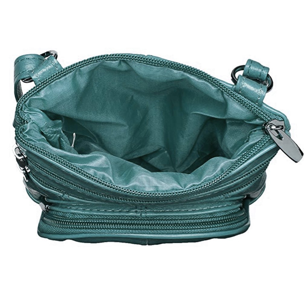 SILVERFEVER Genuine Leather Organizer Handbag Cross Body - Shoulder Travel Bag