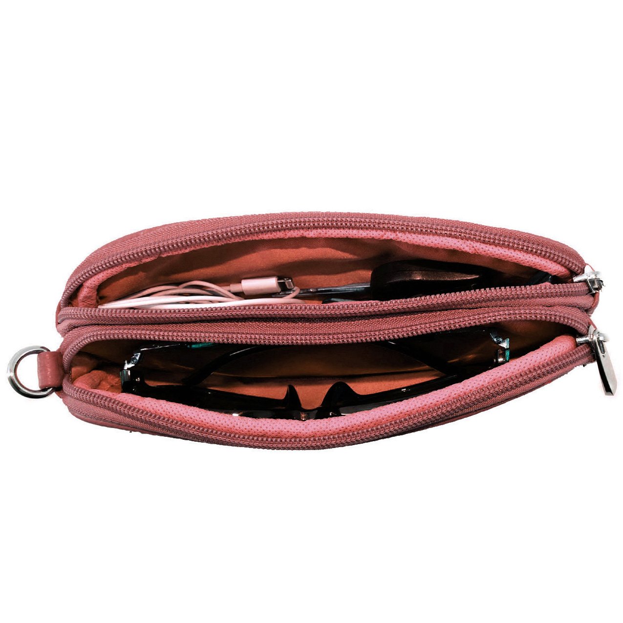 Leather Eyeglass Glasses Case with Wristlet Handle, Padded WOMAN