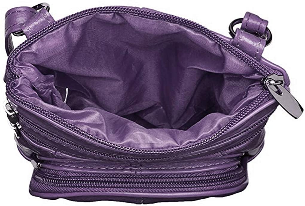SILVERFEVER Genuine Leather Organizer Handbag Cross Body - Shoulder Travel Bag