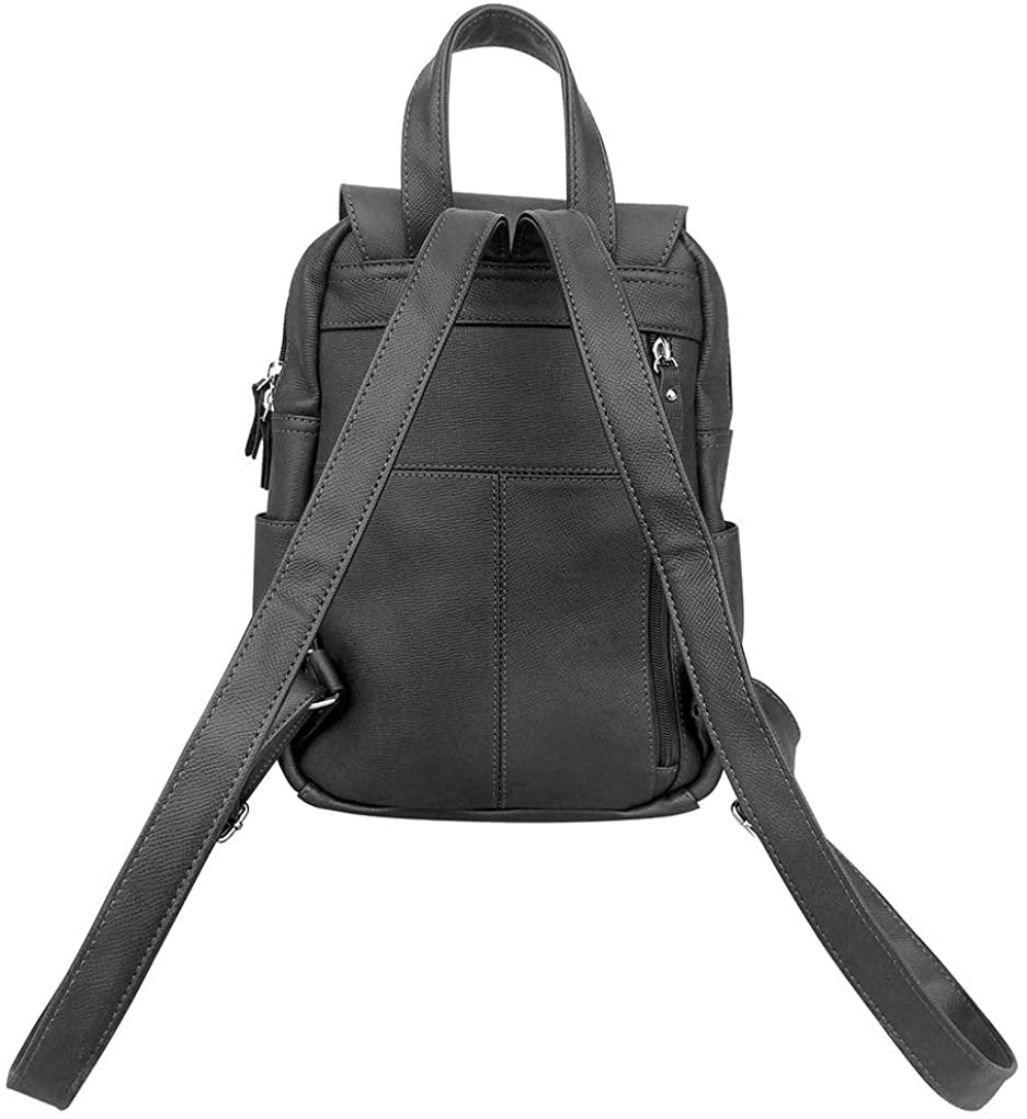 Leather Women's Backpack w Flip Rain Cover & Top Handle