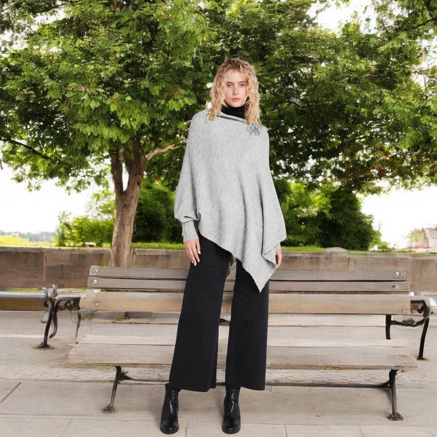 Look by M Triangle Poncho with Sleeves