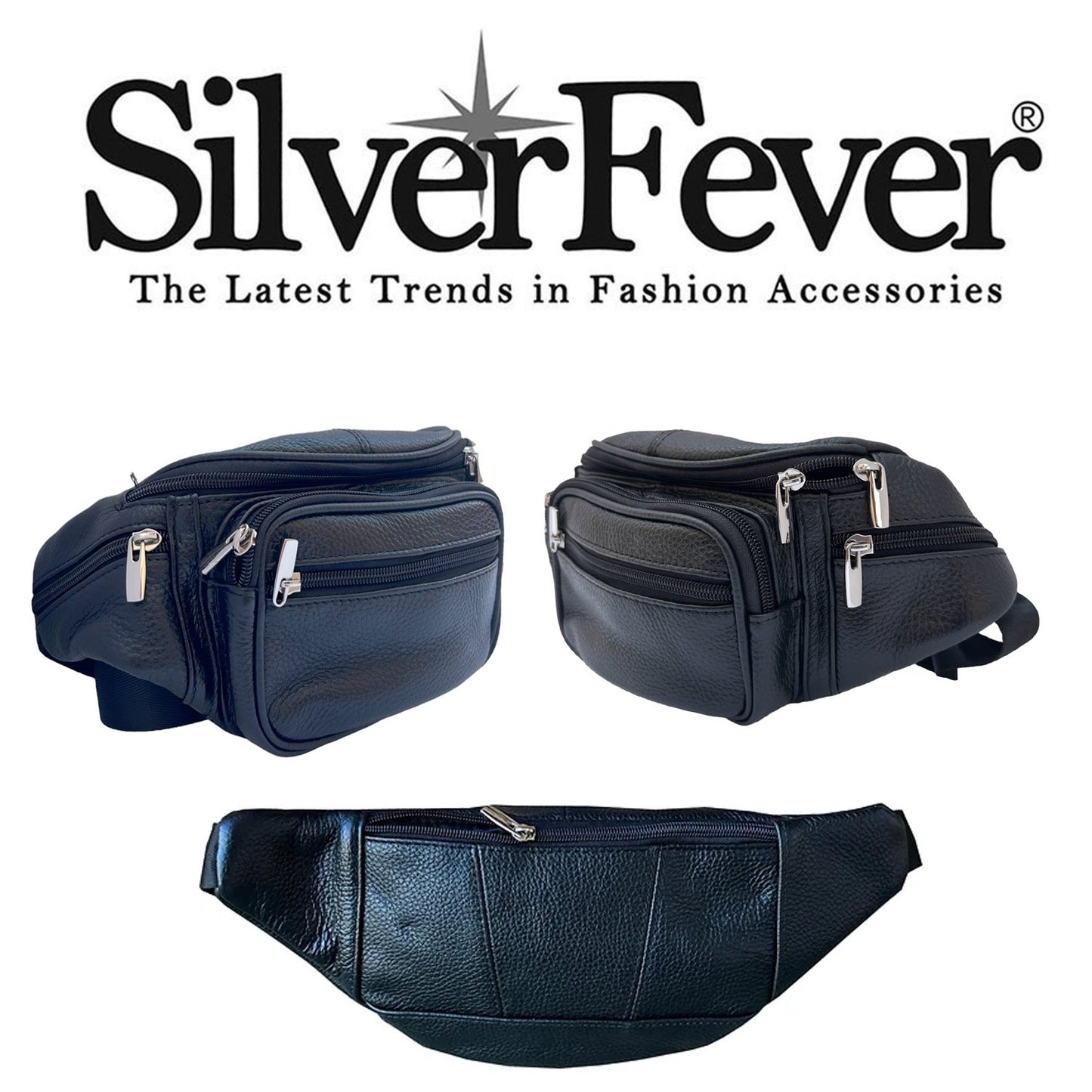 Men's Women's Leather Fanny Pack Waist-Pack Cellphone Holder Crossover Bag