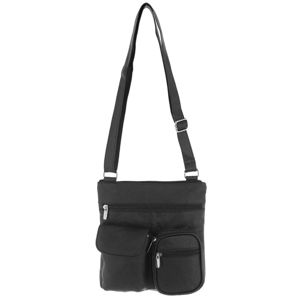 Messenger Italian Leather Shoulder Cross Body Bag iPad Compatible Unisex SilverFever