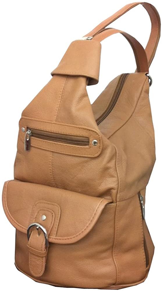 Women's Cowhide Leather Backpack Convertible Sling One Shoulder Large Bag Secure Entry |7 Pocket