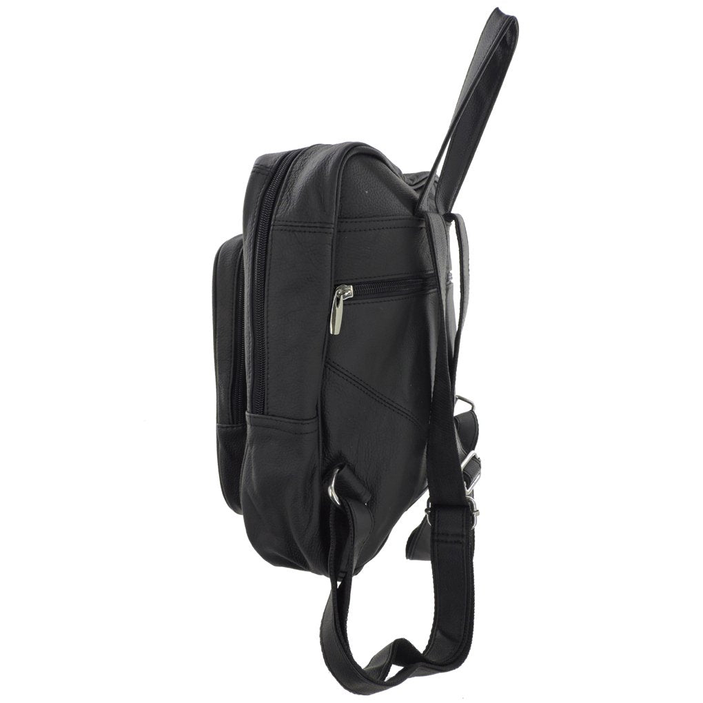 Men's Women's Cowhide Leather Backpack Organizer Travel Bag Unisex