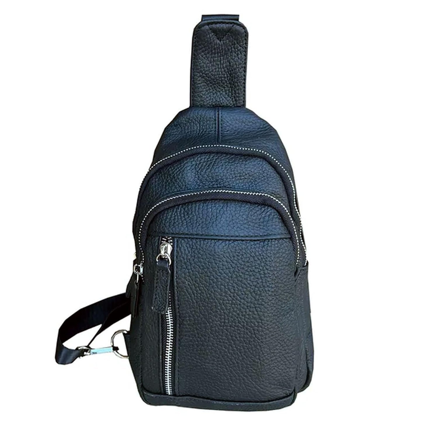 SILVERFEVER Women's Cross Body Sling Leather Bag Chest Bag Daypack Fanny Pack for Every Day, Hiking, or Traveling (Grey)