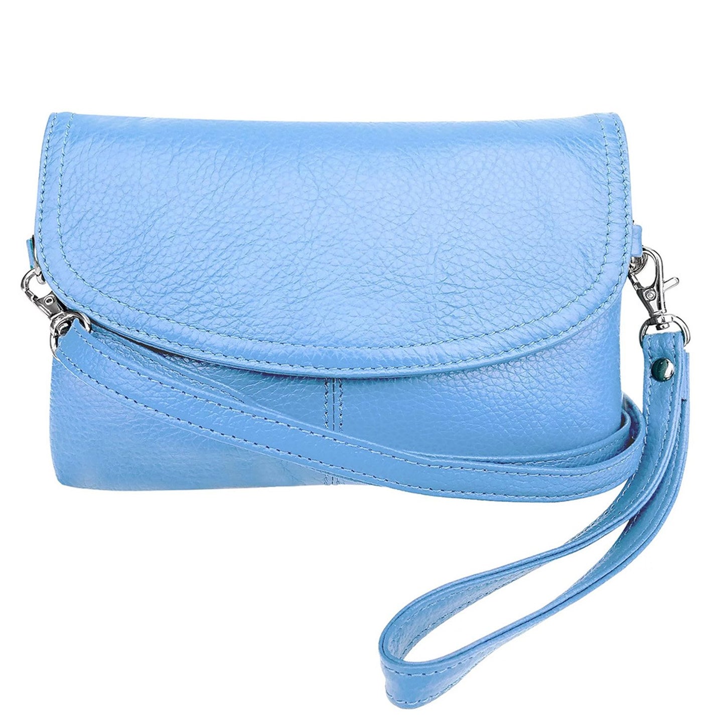 Leather Handbag Purse Womens Small Clutch Wristlet Crossbody Multi Compartment Organiser Fits Phone SilverFever