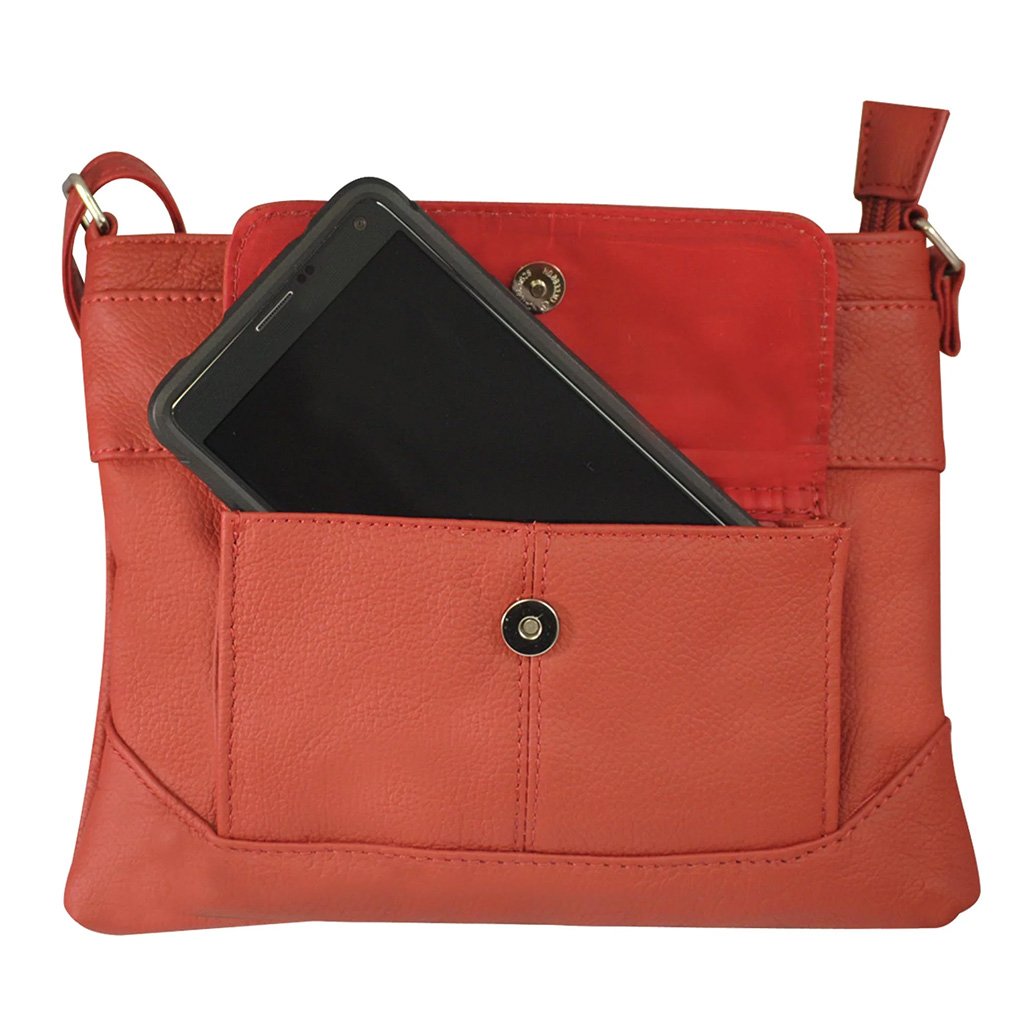 SILVERFEVER Women's Crossbody Handbag Leather Travel Ladies Phone Bag Genuine Cowhide Purse