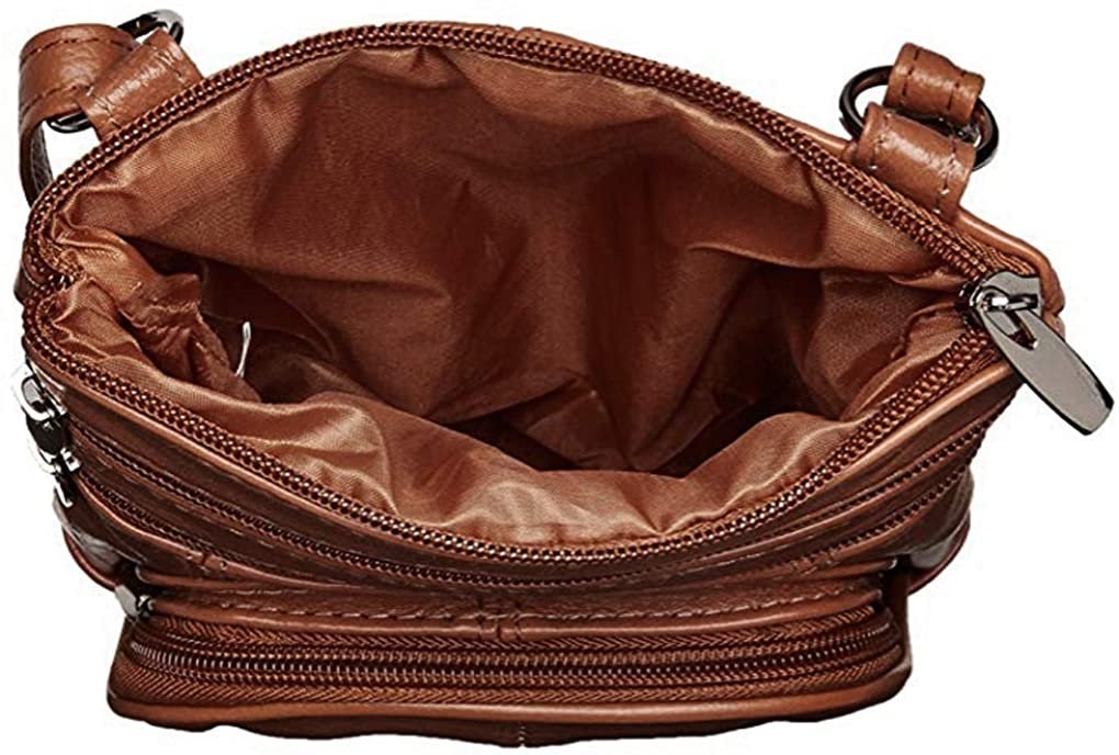 SILVERFEVER Genuine Leather Organizer Handbag Cross Body - Shoulder Travel Bag