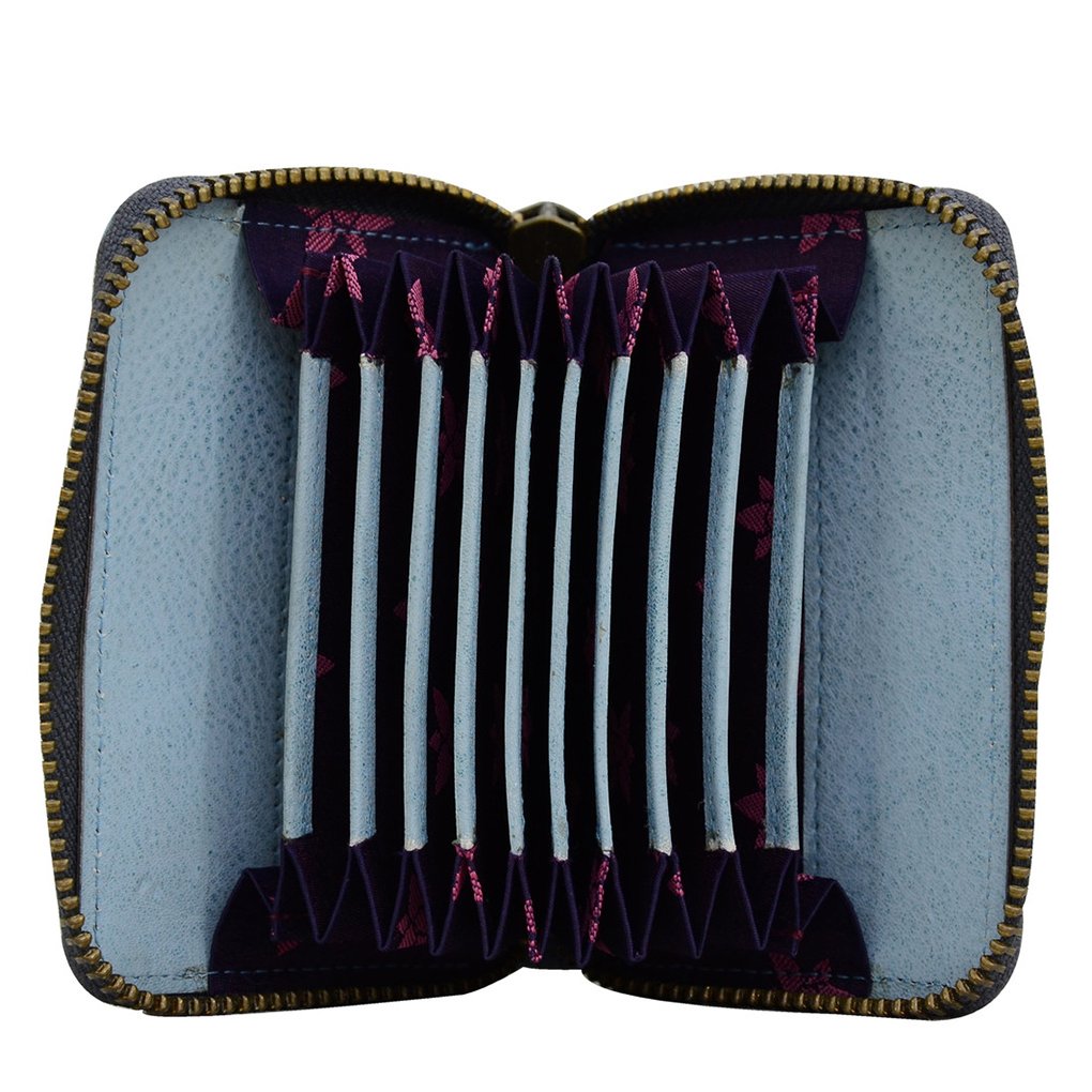 Anuschka Leather Accordion Credit Card Wallet Rainbow Birds LNWT