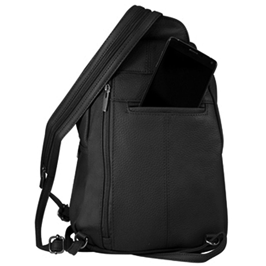 Leather Sling Backpack Convertible Medium Size Top Entry