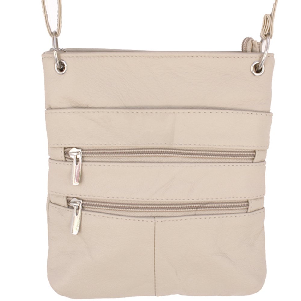 Genuine Leather Travel Shoulder Cross Body Purse Handbag Silver Fever