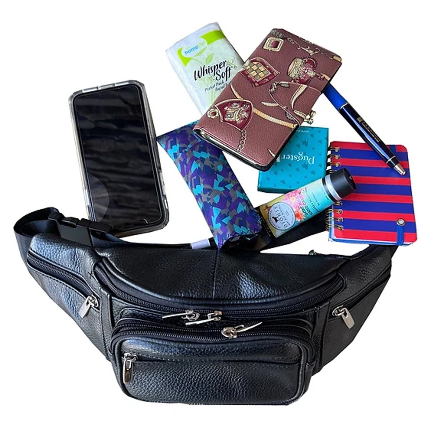 Men's Women's Leather Fanny Pack Waist-Pack Cellphone Holder Crossover Bag