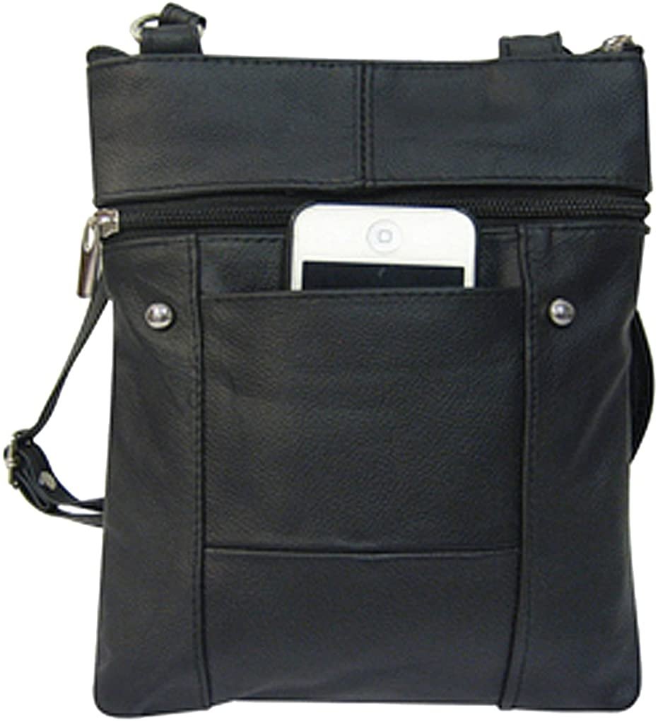 SILVERFEVER Genuine Leather Organizer Handbag Cross Body - Shoulder Travel Bag