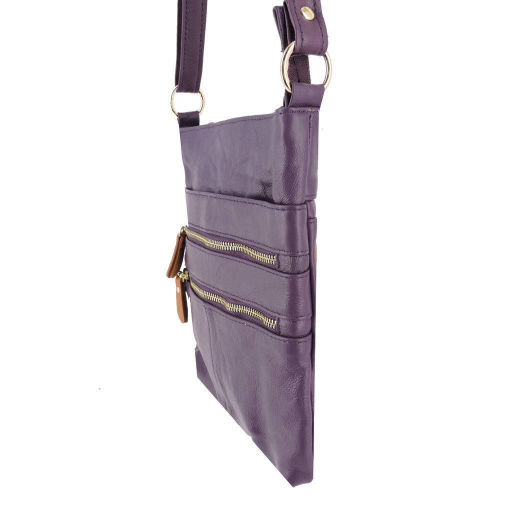 Genuine Leather Travel Shoulder Cross Body Purse Handbag Silver Fever