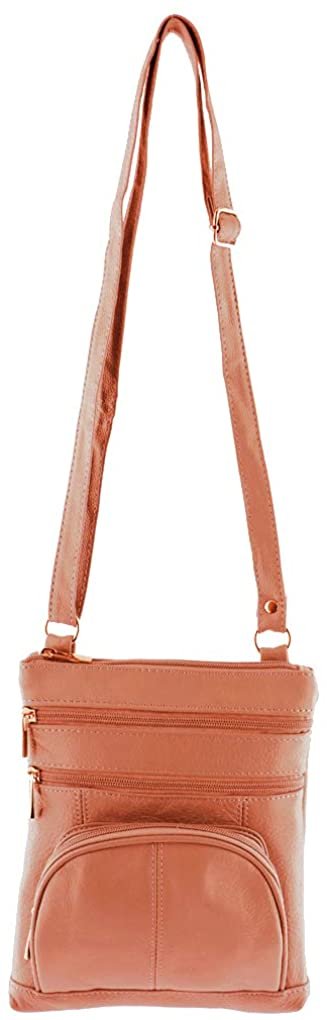 SILVERFEVER Genuine Leather Organizer Handbag Cross Body - Shoulder Travel Bag