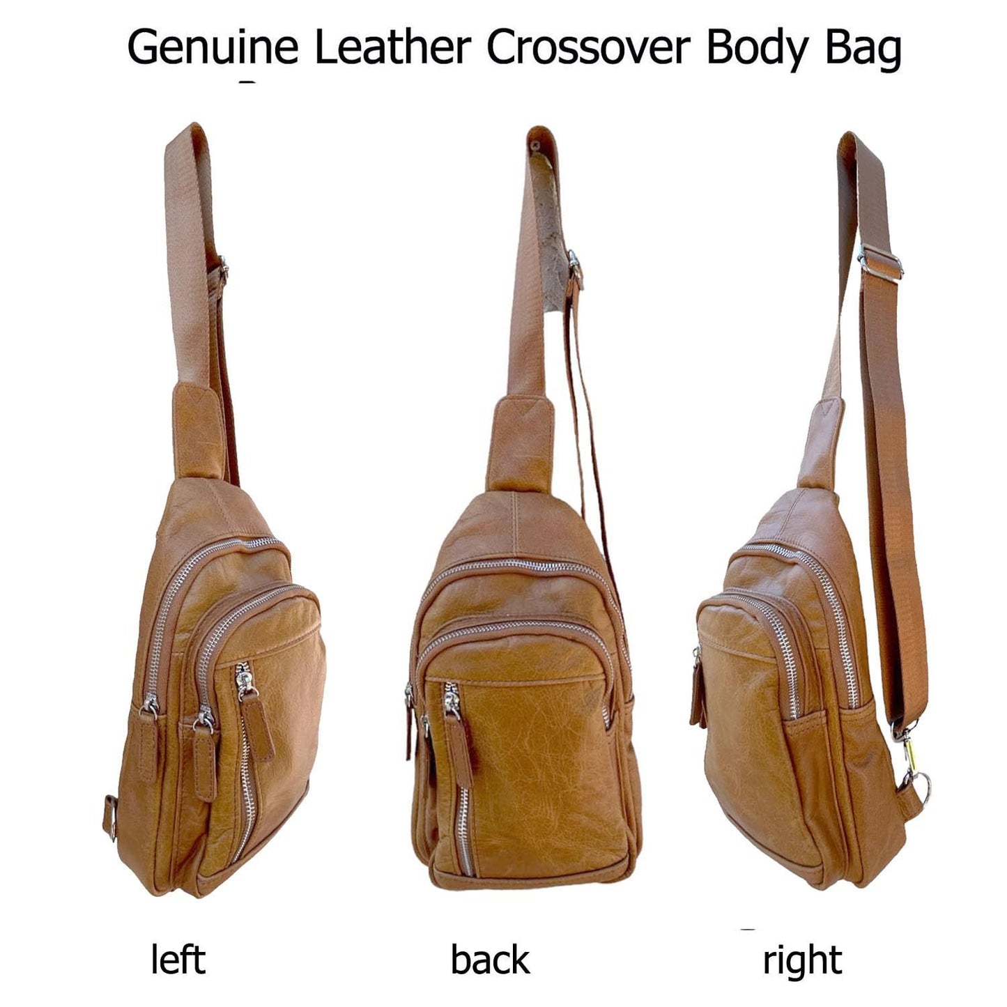 SILVERFEVER Women's Cross Body Sling Leather Bag Chest Bag Daypack Fanny Pack for Every Day, Hiking, or Traveling (Grey)
