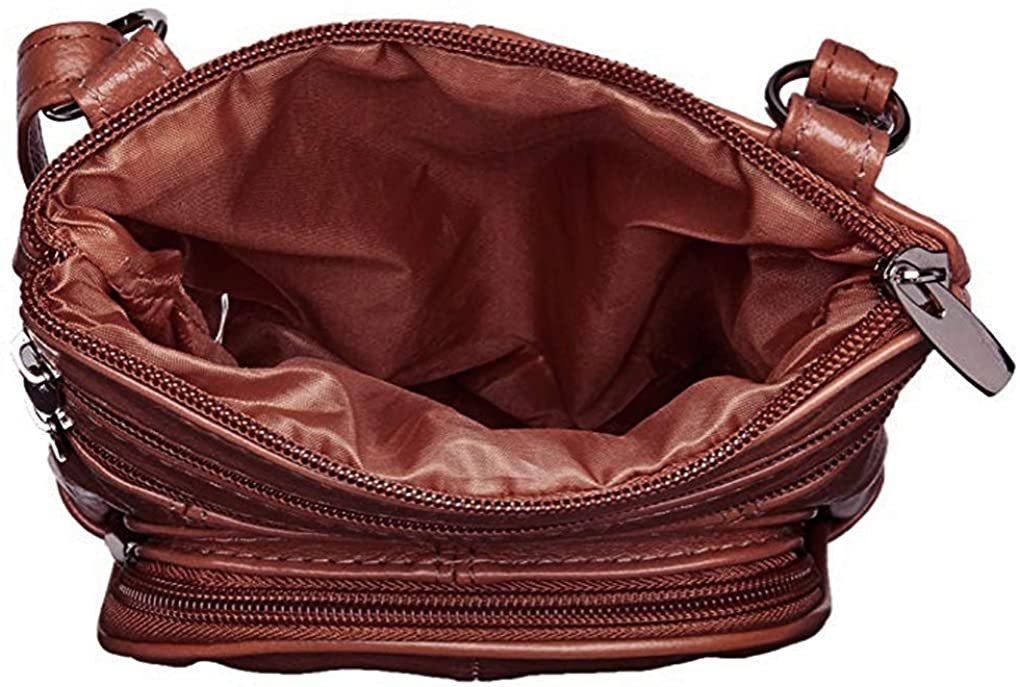 SILVERFEVER Genuine Leather Organizer Handbag Cross Body - Shoulder Travel Bag