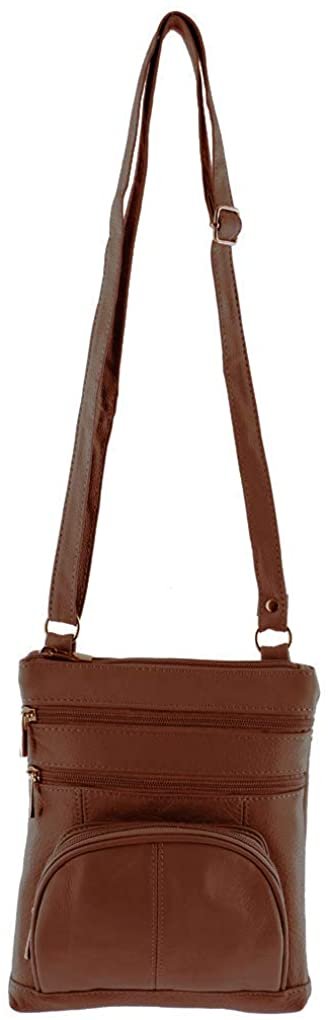 SILVERFEVER Genuine Leather Organizer Handbag Cross Body - Shoulder Travel Bag