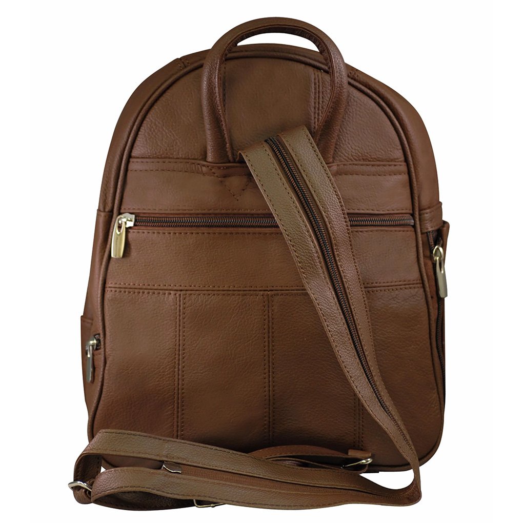 Silver Fever Genuine Leather Round Top Backpack Purse Organizer Bag