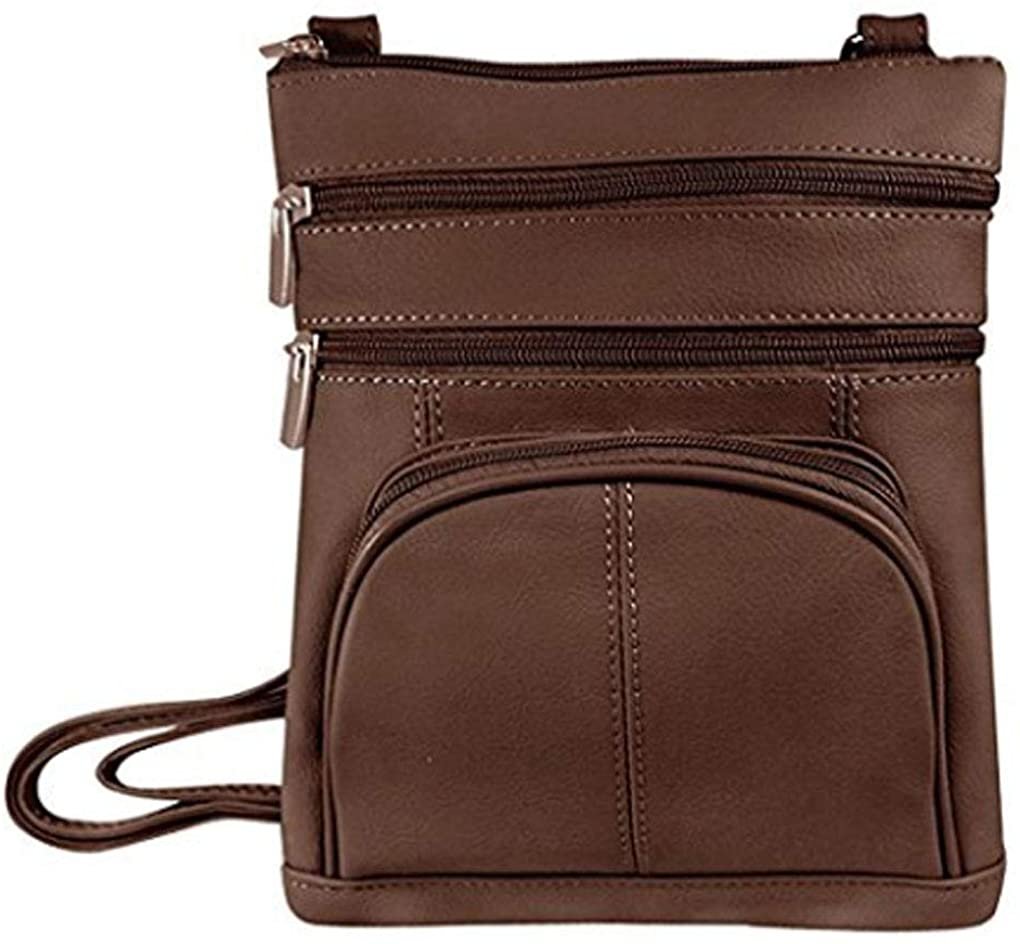 SILVERFEVER Genuine Leather Organizer Handbag Cross Body - Shoulder Travel Bag