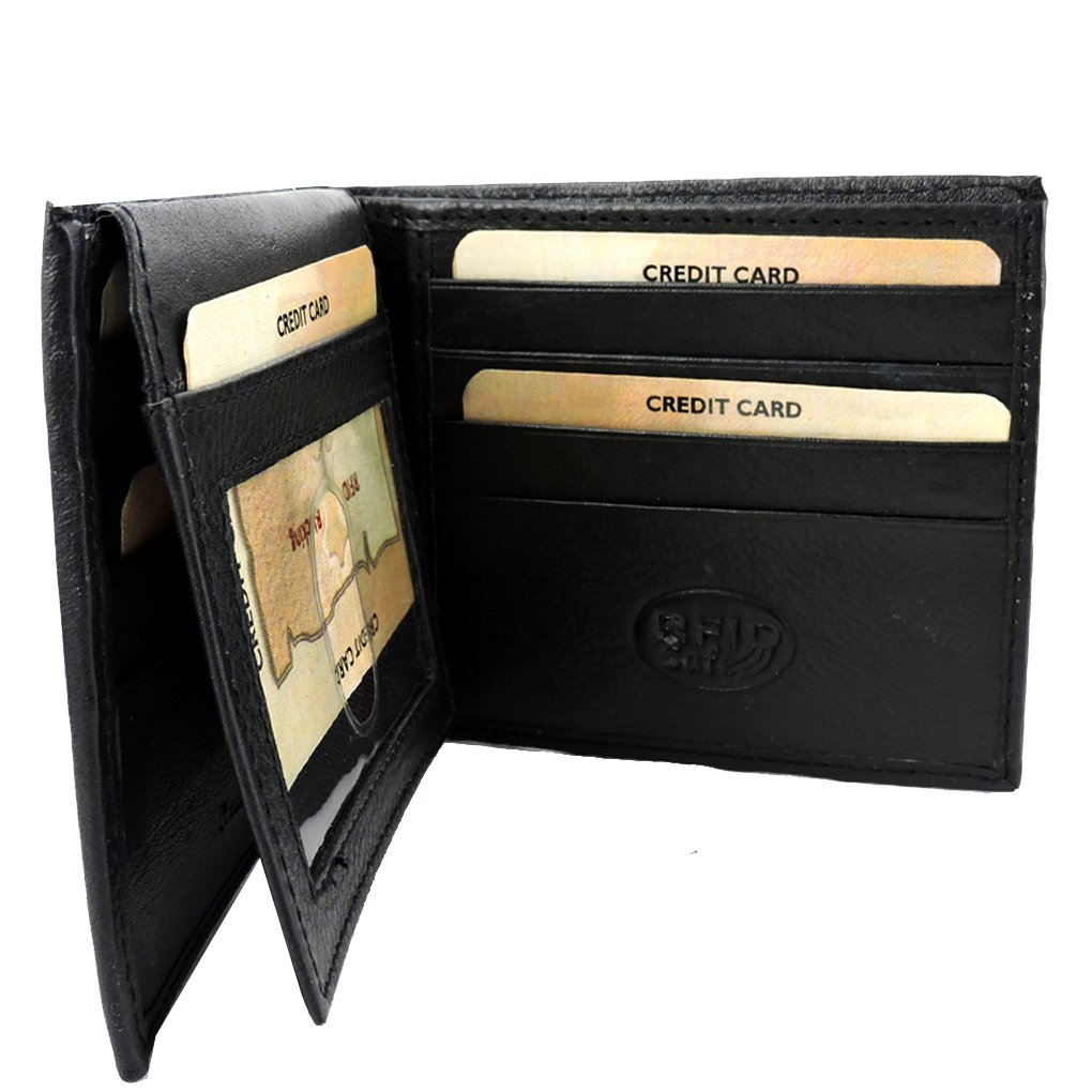 Men's RFID Leather Wallet Cowhide, ID, CC, Bill Pockets, Gift Box