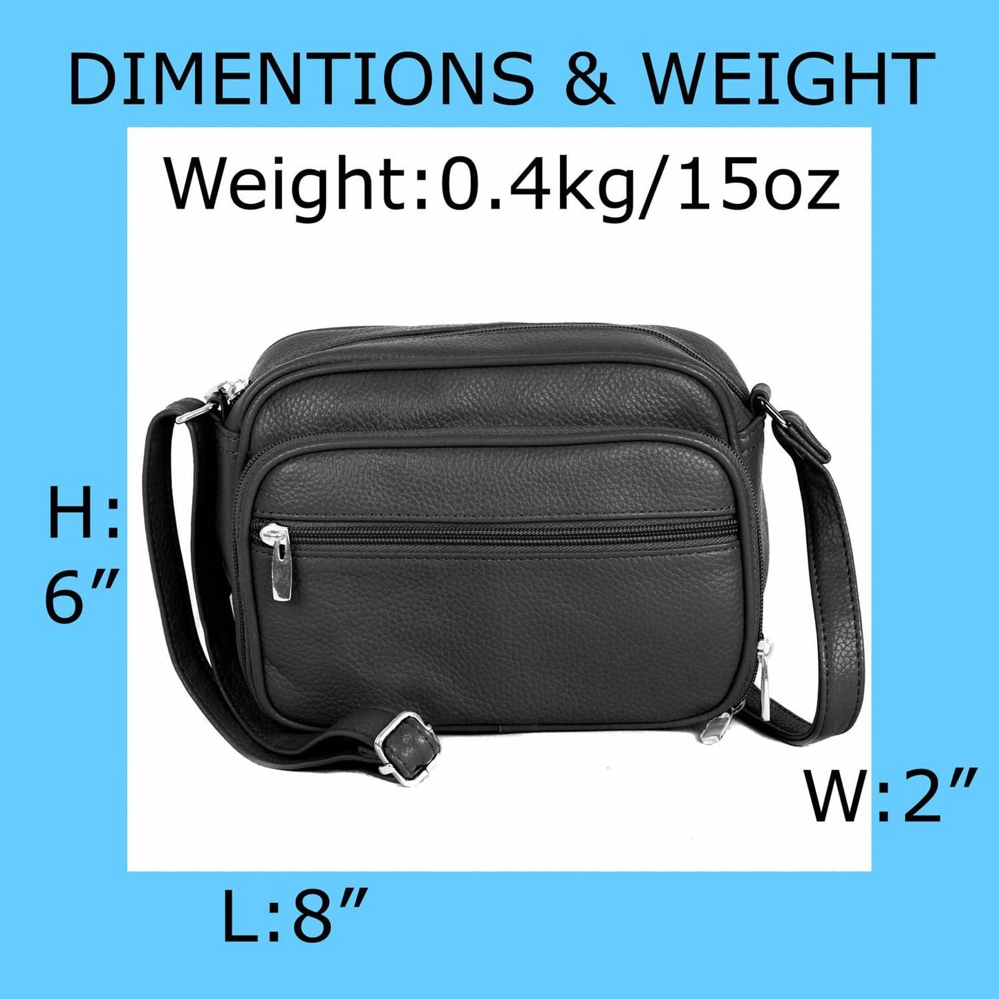 Cowhide Leather Womens Shoulder Purse Small Cross Body Organizer Bag with Many Pockets