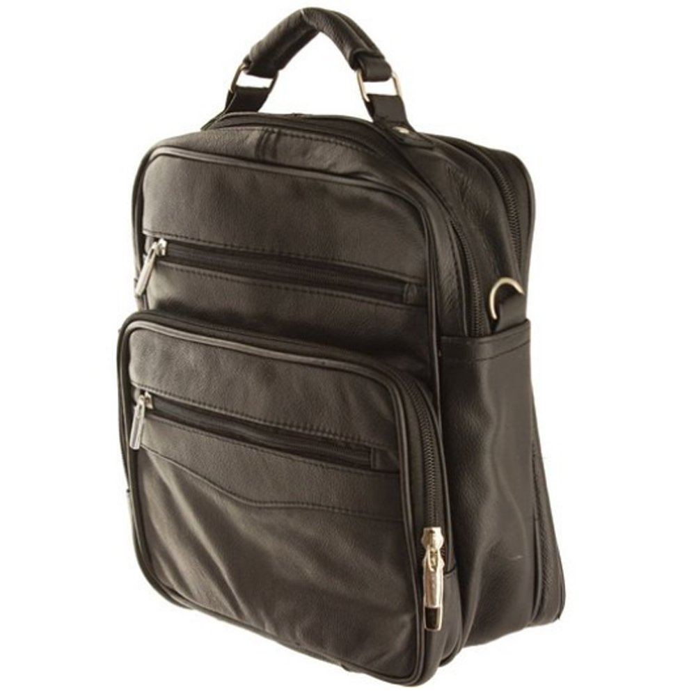 Cowhide Leather Men's Messenger Crossbody w Top Handle & Removable CB Strap