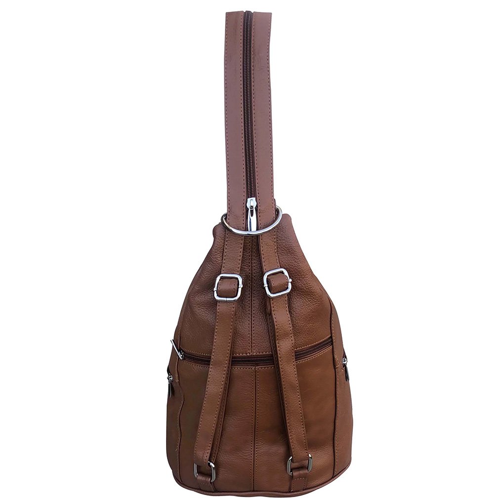 Women's Cowhide Leather Backpack Convertible Sling One Shoulder Large Bag Secure Entry |7 Pocket