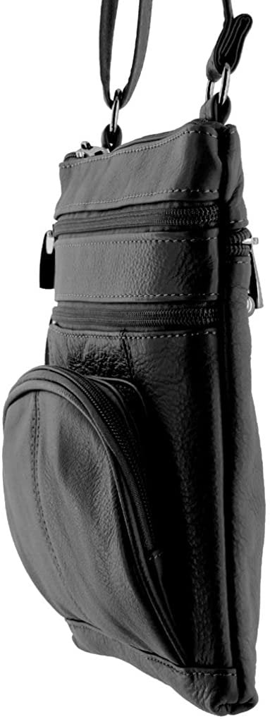 SILVERFEVER Genuine Leather Organizer Handbag Cross Body - Shoulder Travel Bag