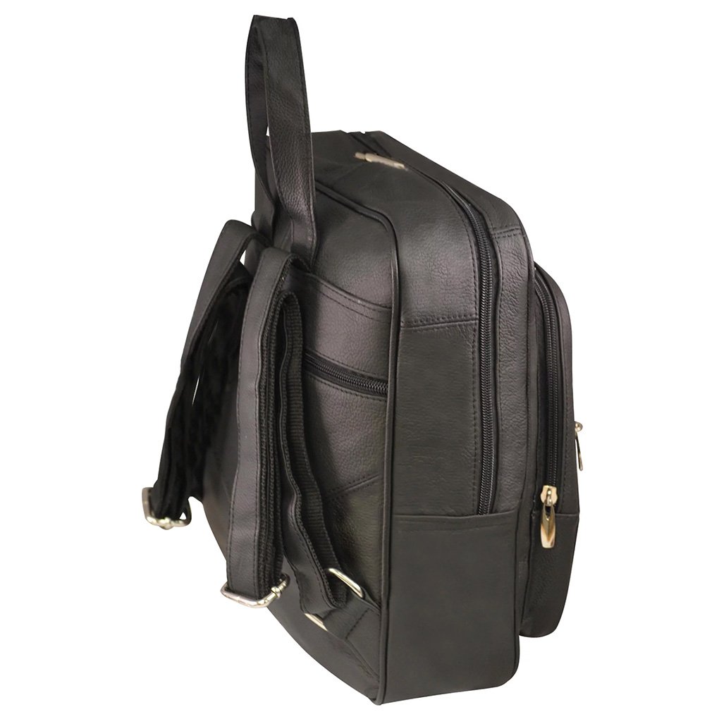 Men's Women's Cowhide Leather Backpack Organizer Travel Bag Unisex