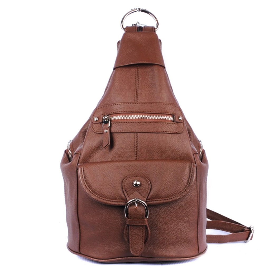 Women's Cowhide Leather Backpack Convertible Sling One Shoulder Large Bag Secure Entry |7 Pocket