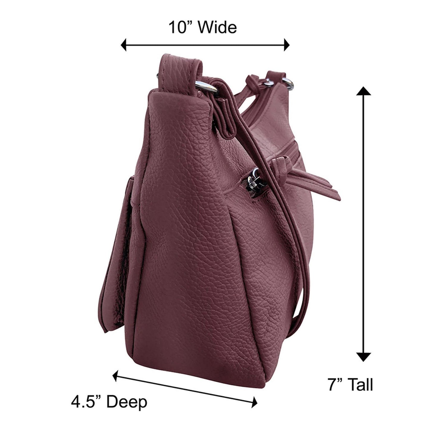 Women's Leather Medium Cross Body Purse Shoulder Ladies Handbag with Many Pocket