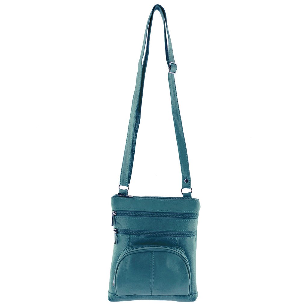 SILVERFEVER Genuine Leather Organizer Handbag Cross Body - Shoulder Travel Bag