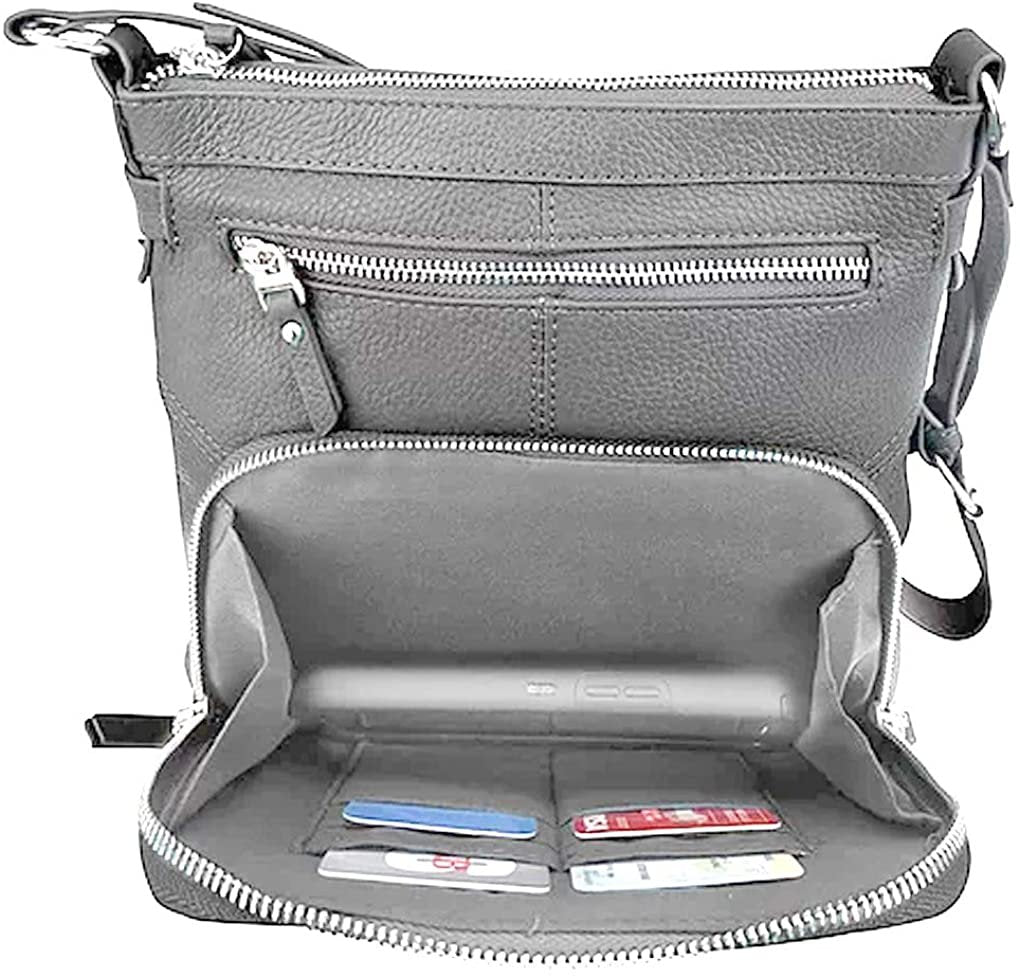 Women's Leather Large Crossbody Travel Handbag Water Resistant Purse SILVERFEVER
