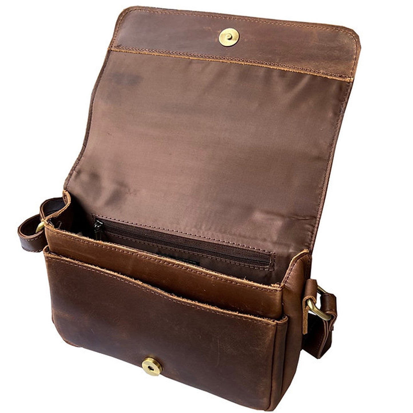 Cowhide Leather Womens Shoulder Purse Small Cross Body Organizer Bag with Many Pockets