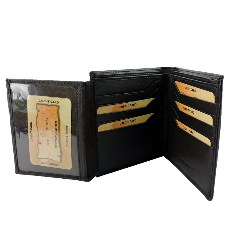 Men's RFID Leather Wallet Cowhide, ID, CC, Bill Pockets, Gift Box