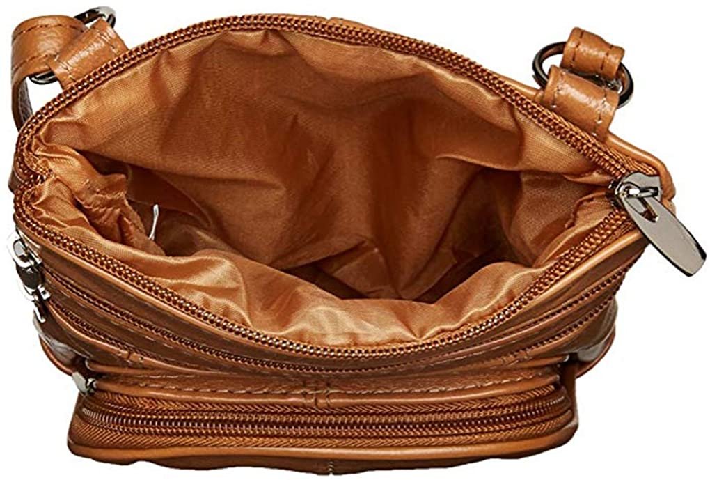 SILVERFEVER Genuine Leather Organizer Handbag Cross Body - Shoulder Travel Bag