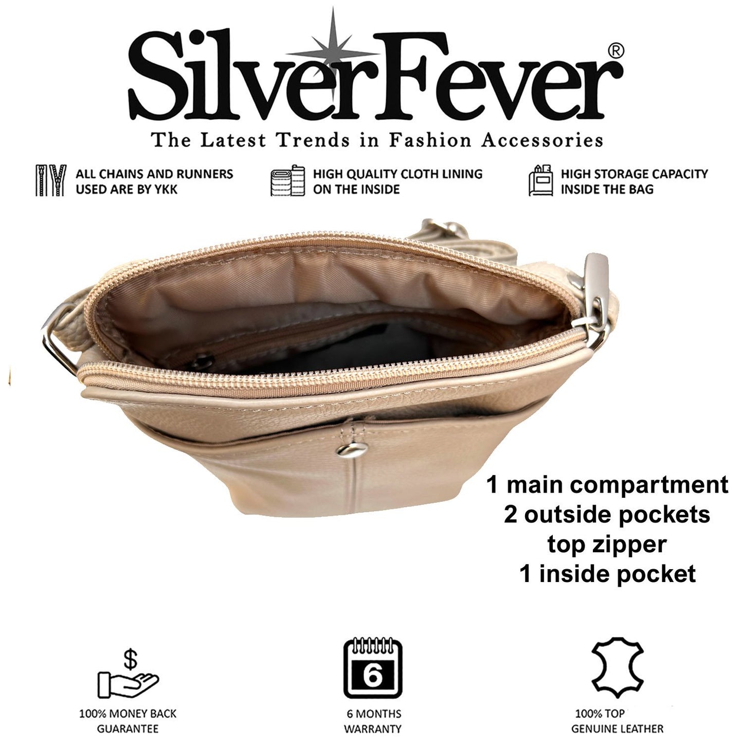 SILVERFEVER Women's Phone Crossbody Bag Trendy Small Purse Cowhide Leather Handbag (Black)