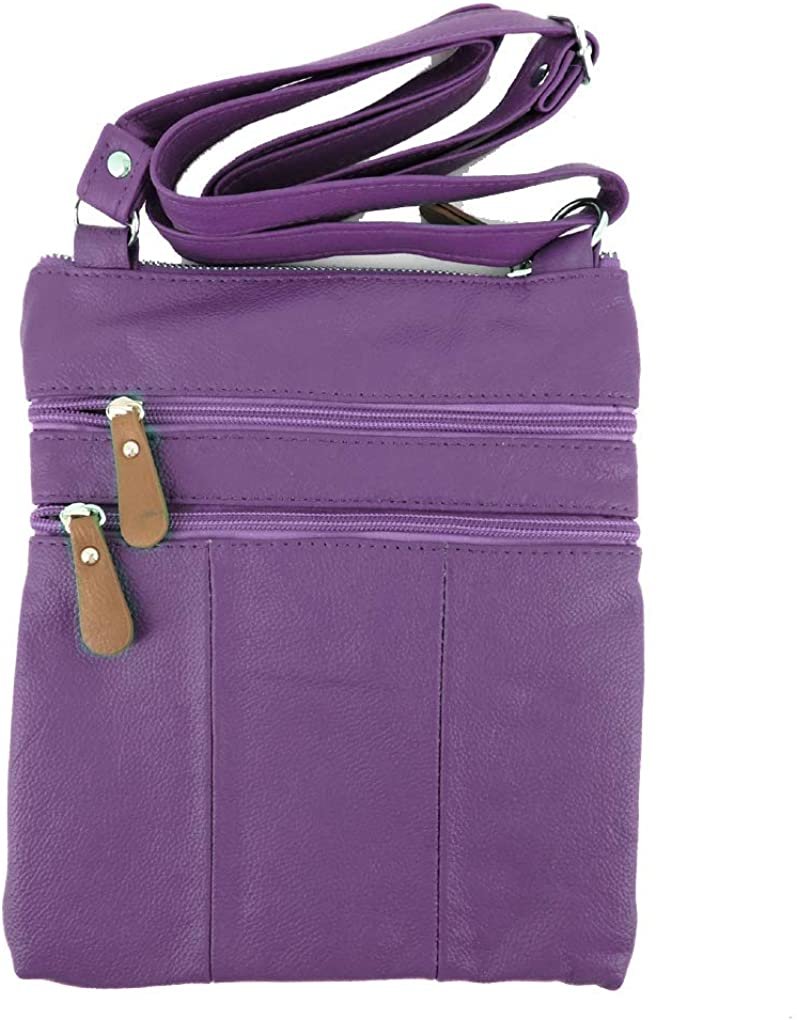 SILVERFEVER Genuine Leather Organizer Handbag Cross Body - Shoulder Travel Bag