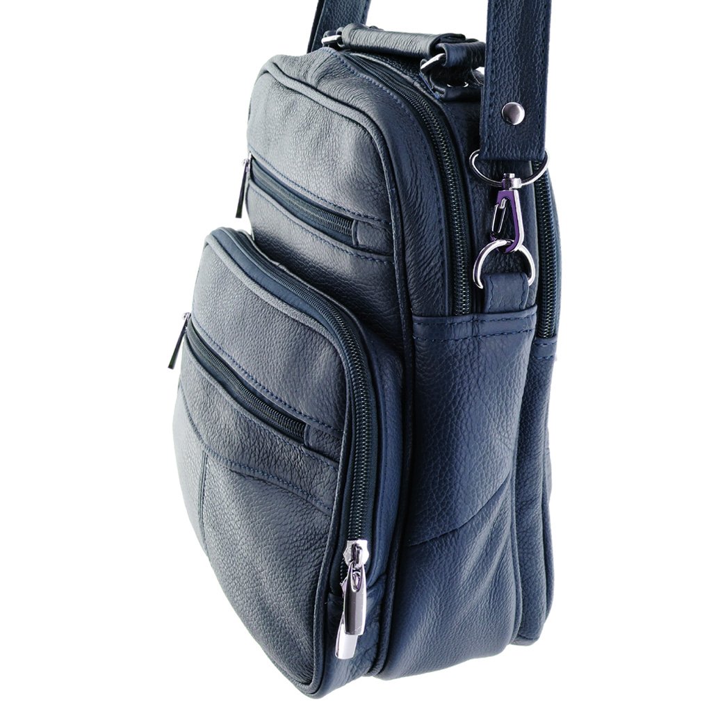 Cowhide Leather Men's Messenger Crossbody w Top Handle & Removable CB Strap