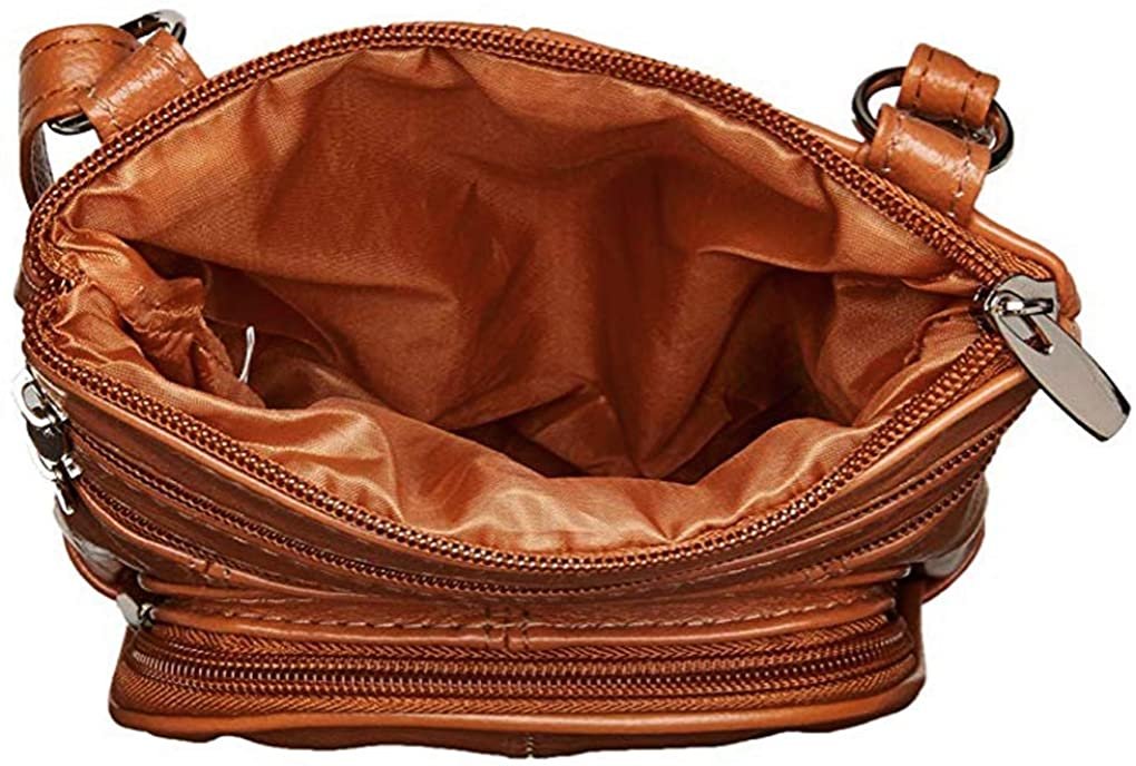 SILVERFEVER Genuine Leather Organizer Handbag Cross Body - Shoulder Travel Bag