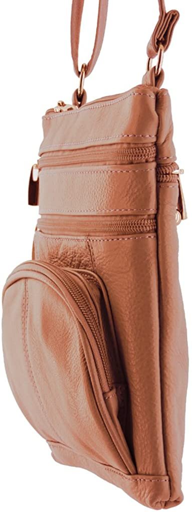 SILVERFEVER Genuine Leather Organizer Handbag Cross Body - Shoulder Travel Bag