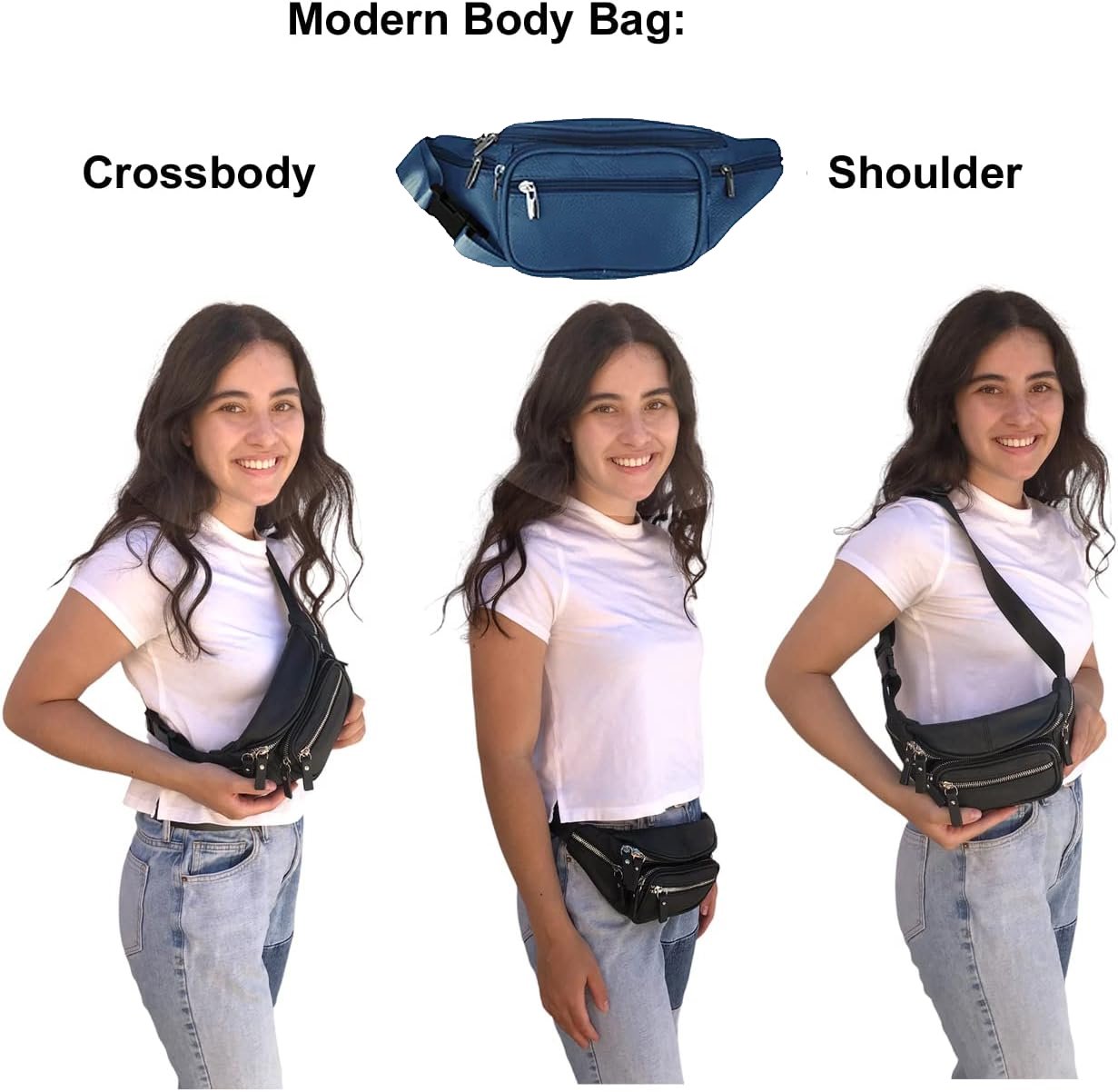 Men's Women's Leather Fanny Pack Waist-Pack Cellphone Holder Crossover Bag