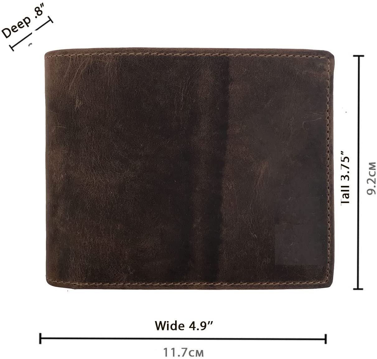Leather Wallet for Men's-Genuine Washed Calf RFID Blocking Bifold Men Wallet With Coin Pocket (Vertical Flip Stitched Collar, Black)